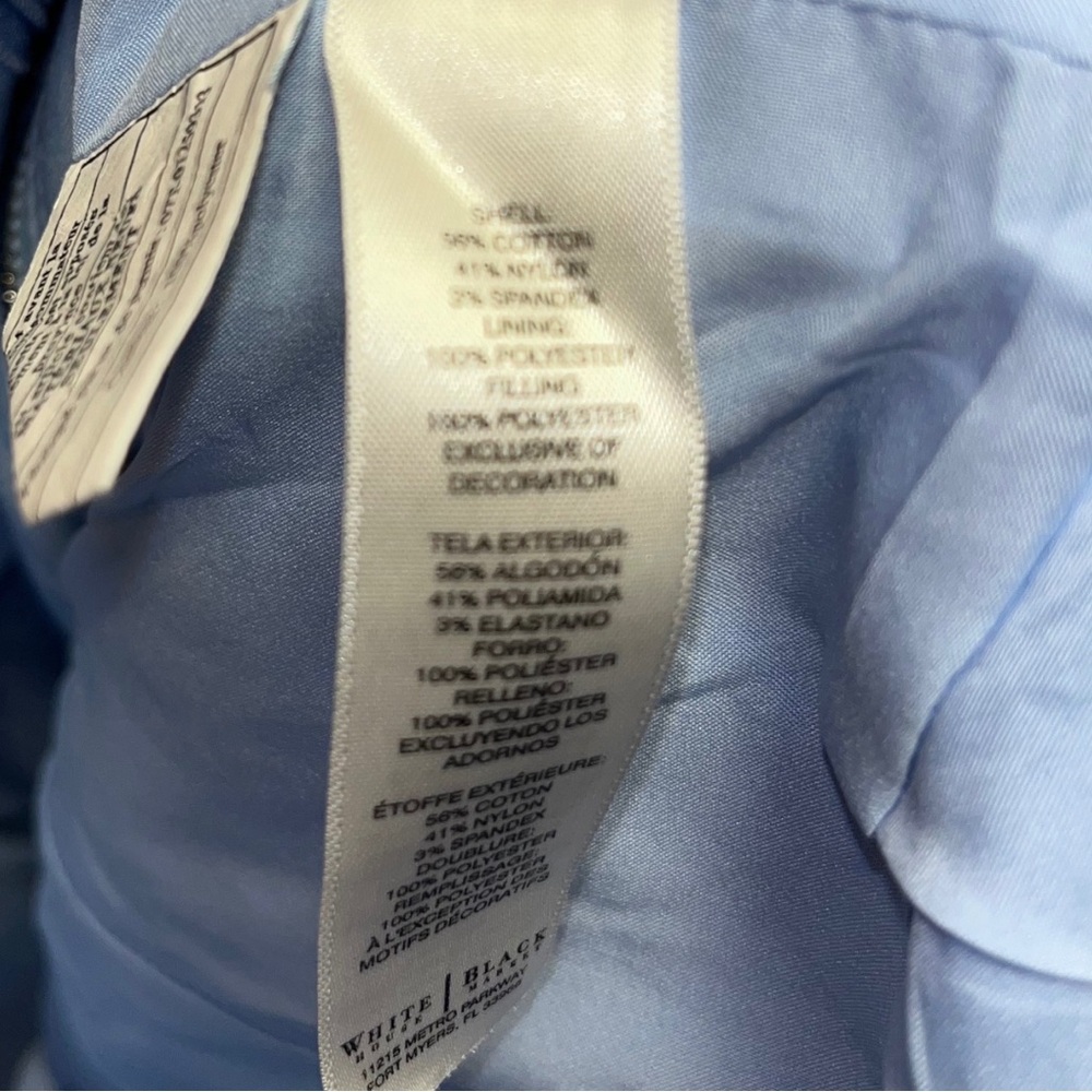 White House Black Market Blue Blazer Fitted Asymmetrical sz 4 Petite - Picture 4 of 9